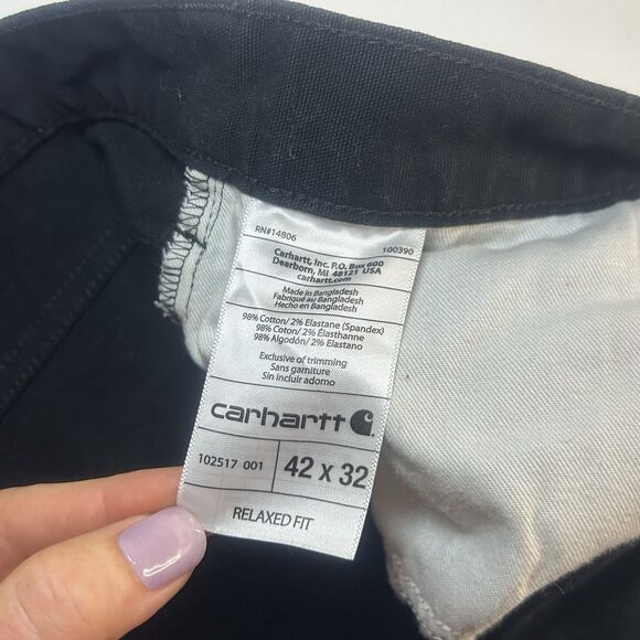 Carhartt Black Jeans Size 42x32 Relaxed Fit Straight Leg Pants - Picture 5 of 8